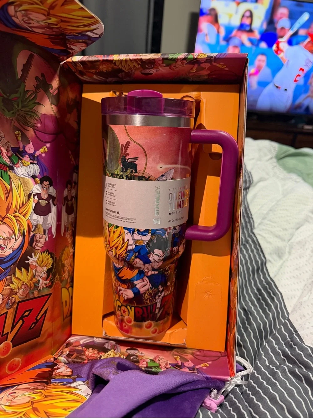 Dragon Ball Z LoveShackFancy Purple Stanley Velvet Drawstring Pouch